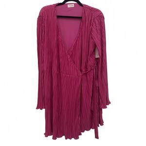 Stunning Pink Pleated Wrap Dress by Pink Lily - Size 2XL